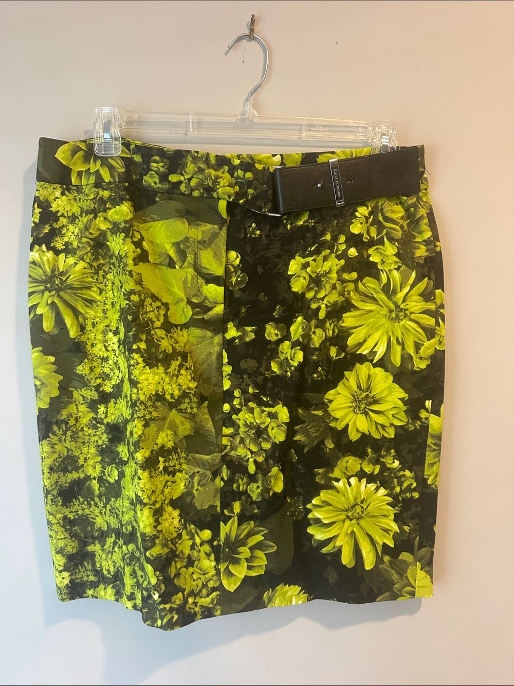 MICHAEL Michael Kors Neon Yellow & Black Floral Pencil Skirt
